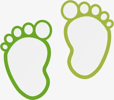 手绘绿色脚丫文本框免抠