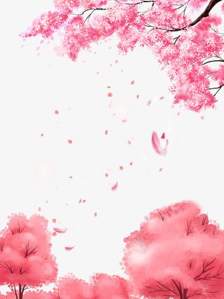 手绘樱花桃花林元素免抠手绘/卡通手绘元素