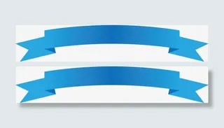 蓝色矢量丝带横幅免抠