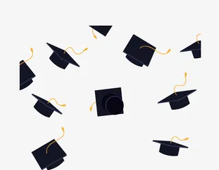 毕业扔博士帽装饰元素矢量免抠