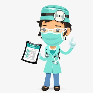 矢量手绘戴口罩检查女护士免抠