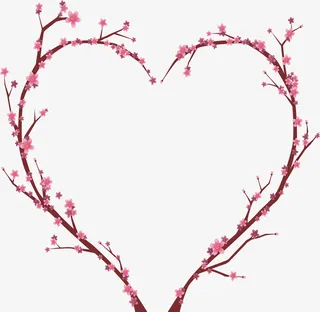 桃花花瓣花枝边框春天矢量素材免抠