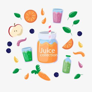 彩色水果和果汁矢量图免抠