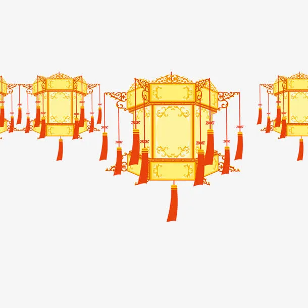 灯笼黄色灯笼多边形灯笼免抠