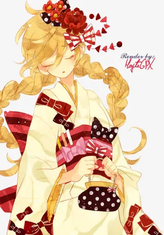 唯美黄色麻花辫女孩免抠