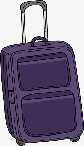 卡通手绘行李箱免抠