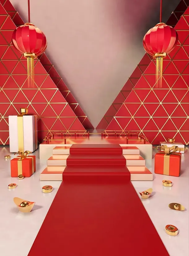 立体红色春节背景
