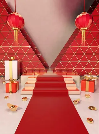 立体红色春节背景