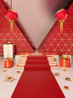 立体红色春节背景 立体红色春节背景