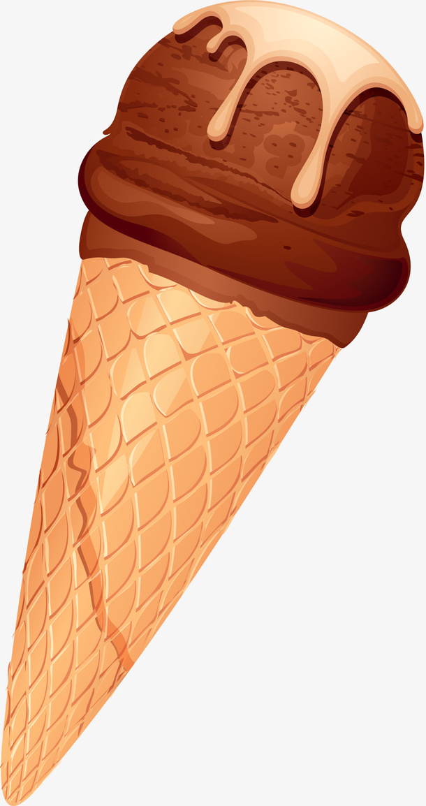 咖啡色扁平美味甜筒免抠