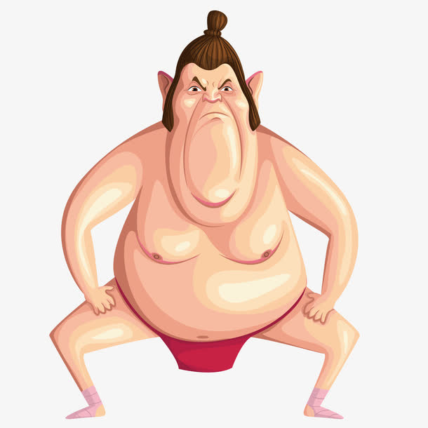 扎马步的肥胖男子免抠
