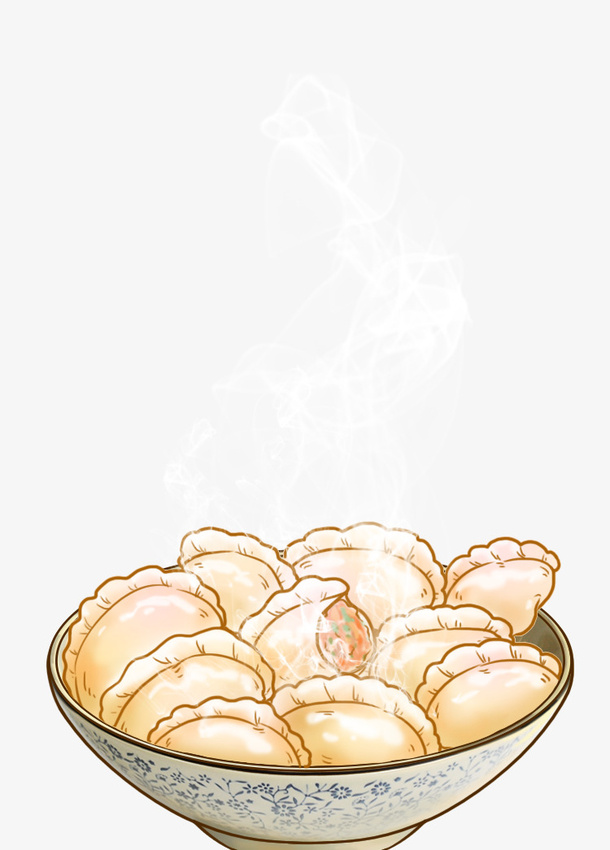 手绘饺子免抠