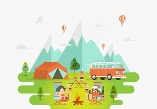 卡通户外野营免抠