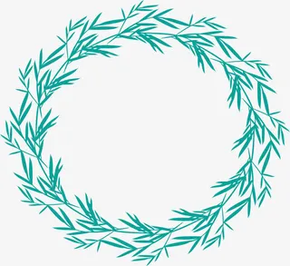 绿色简约树枝花环免抠