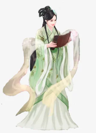读书卷女子立绘古风免抠