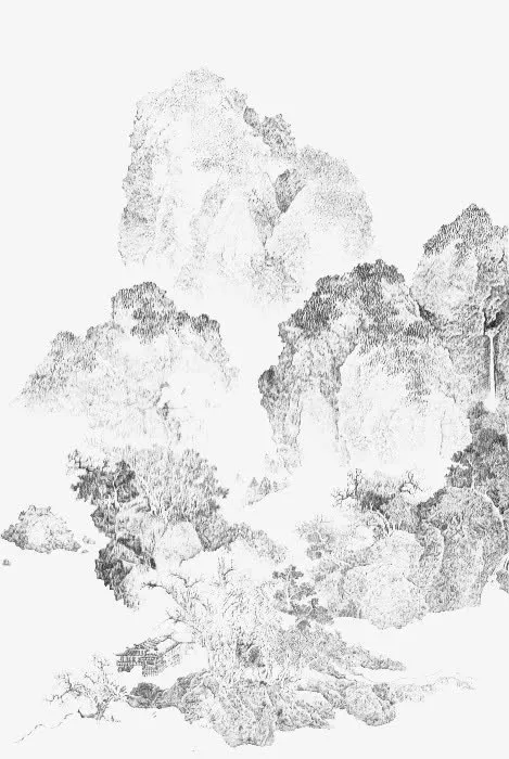 水墨山水画免抠