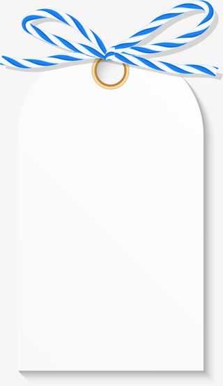 蓝色蝴蝶结标签免抠