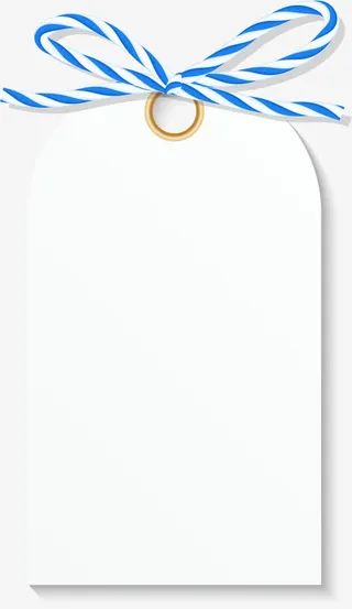 蓝色蝴蝶结标签免抠