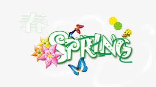 春天手绘花机蝴蝶免抠