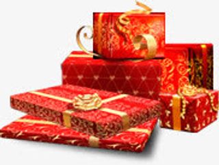 红色卡通花纹礼盒纸盒效果免抠