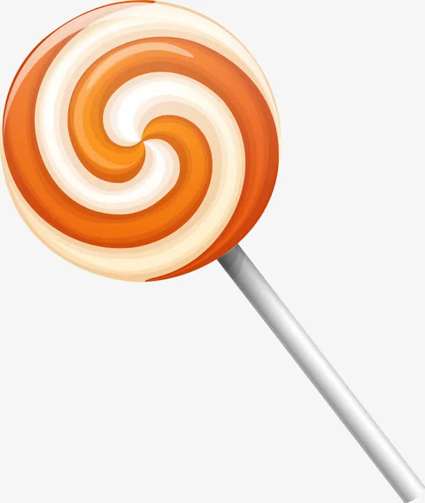 橙色卡通棒棒糖免抠