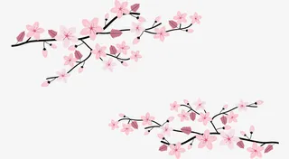 浪漫粉红春天桃花免抠