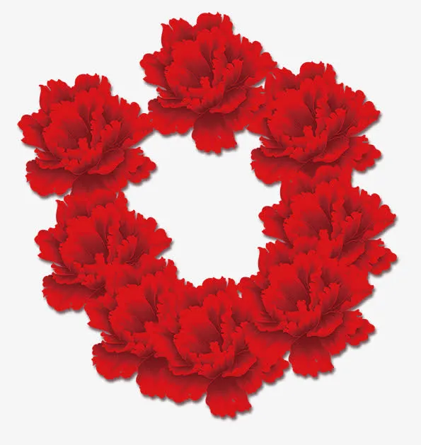 中国风大红色花环免抠