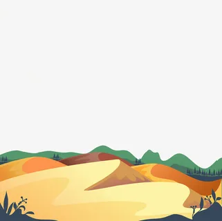 手绘沙漠绿洲免抠