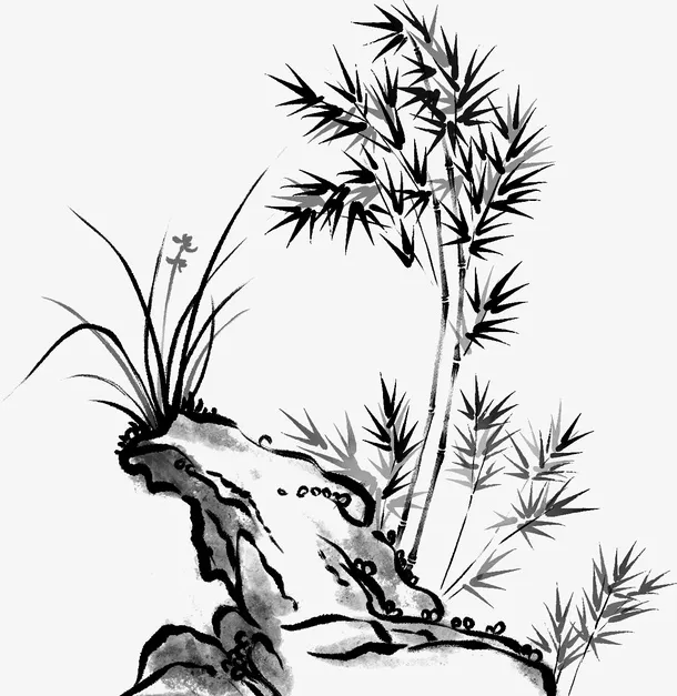 水墨，竹子，古风，墨竹免抠