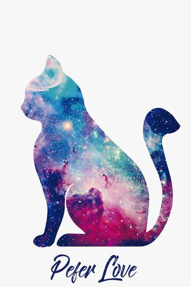 星空猫咪剪影设计免抠素材免抠