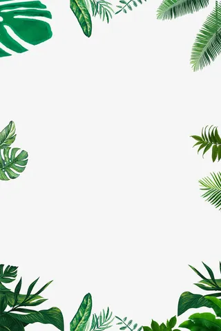 手绘树叶与草边框免抠装饰边框元素