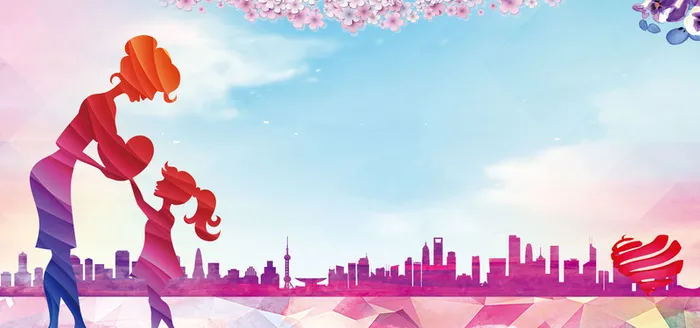 简约浅色创意彩绘母亲节背景高清