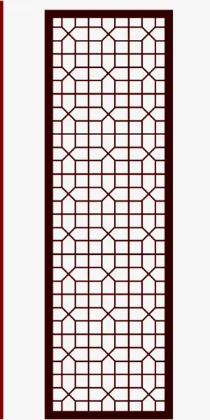 深红色八边形屏风免抠