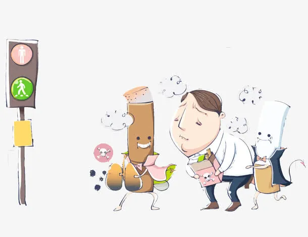 矢量抽烟有害免抠