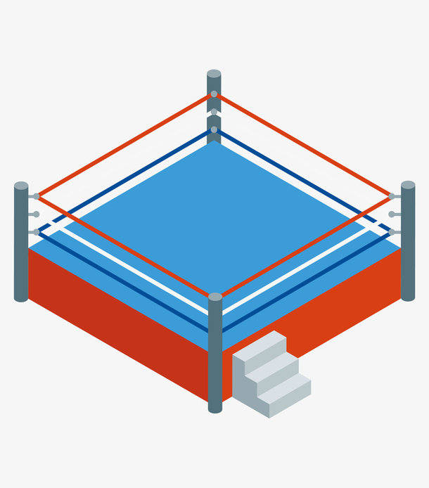 手绘卡通彩色擂台免抠