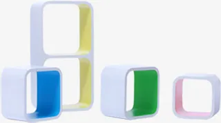 春天彩色方块装饰免抠