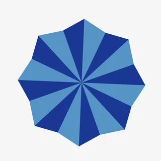 蓝色条纹图案太阳伞俯视图免抠