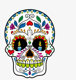 手绘美丽的骷髅头免抠