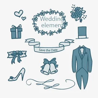 婚礼仪式手工绘制免抠