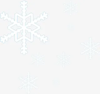 手绘蓝色边框雪花装饰免抠