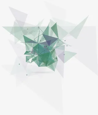 绿色几何三角形漂浮素材免抠