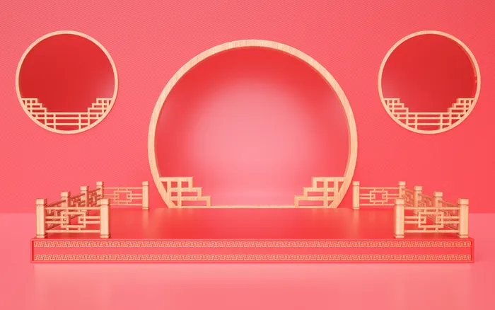 国潮，C4D，微场景，中国风高清