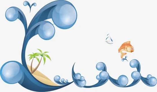 海浪装饰图案免抠