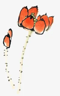 手绘水墨荷花图片素材免抠