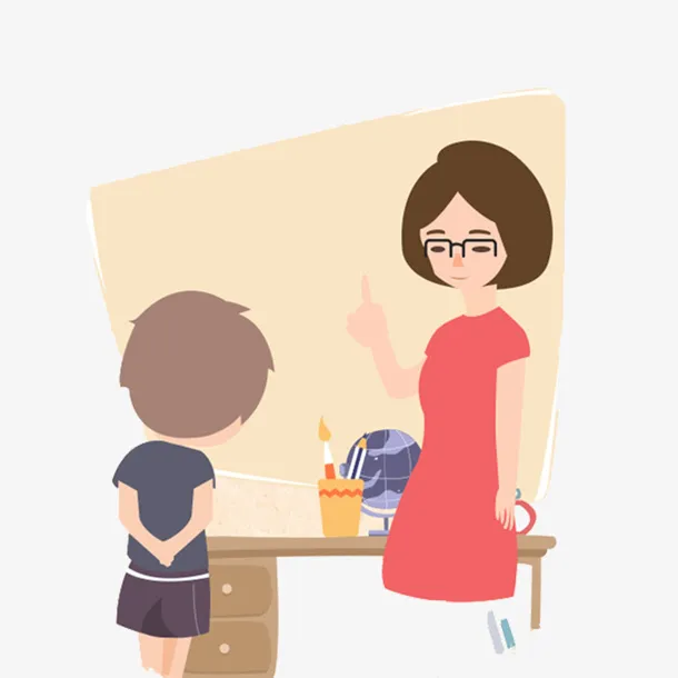 卡通手绘老师批评学生免抠