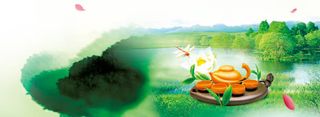 茶文化中国古典水墨式背景banner
