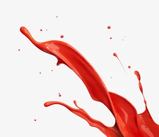 红色颜料水彩画素材免抠