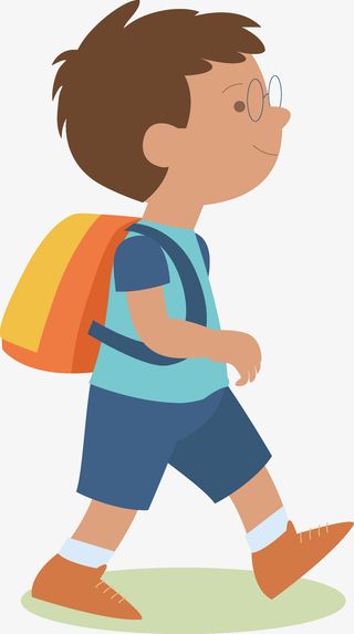 矢量手绘上学路上的戴眼镜儿童素免抠手绘/卡通卡通元素