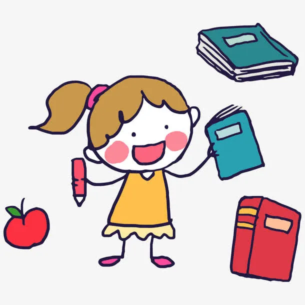 勤奋好学的可爱小女生免抠