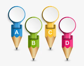 彩色折叠铅笔素材免抠